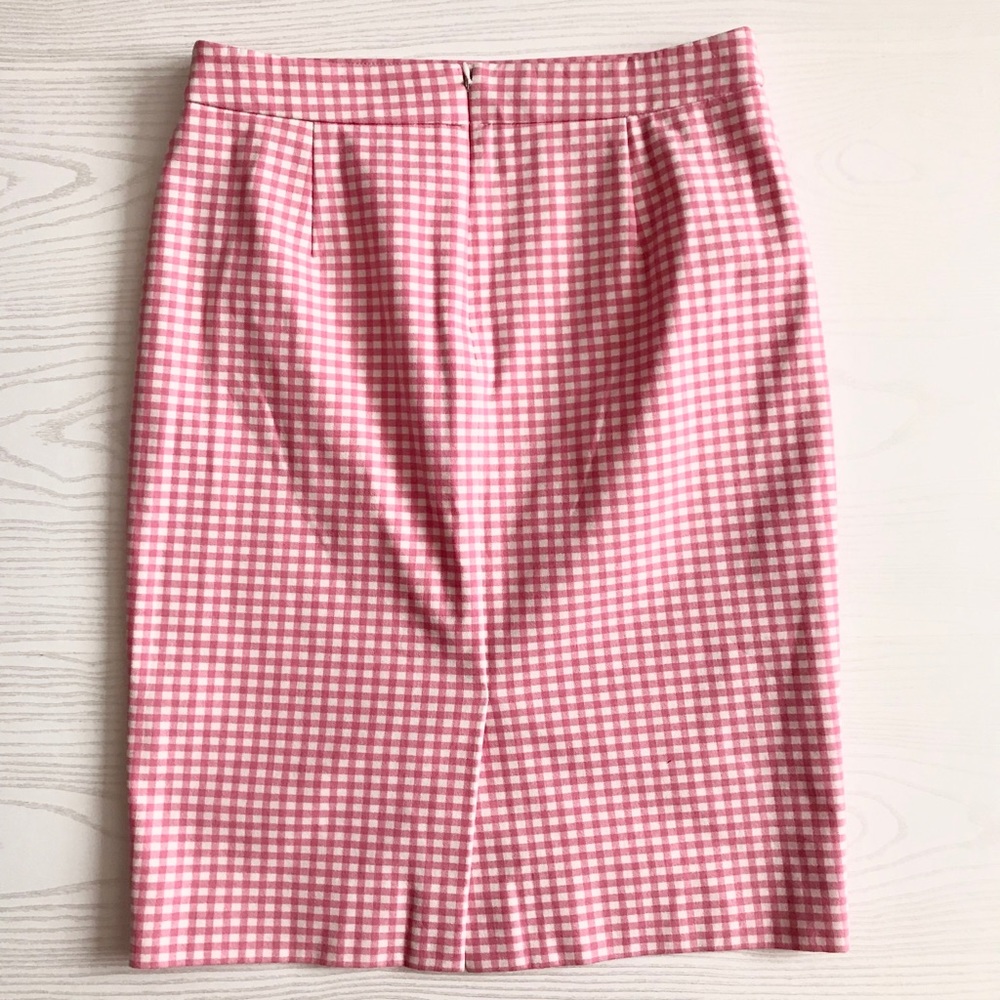 SOLD J. CREW No 2 Pencil Skirt Pink in Gingham - Picture 7 of 8